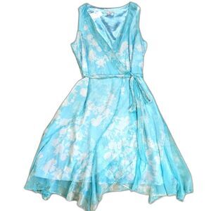 RARE ICE Dress Sz 16 Vintage Silk Y2K Floral Beaded Midi Asymmetrical Fairycore